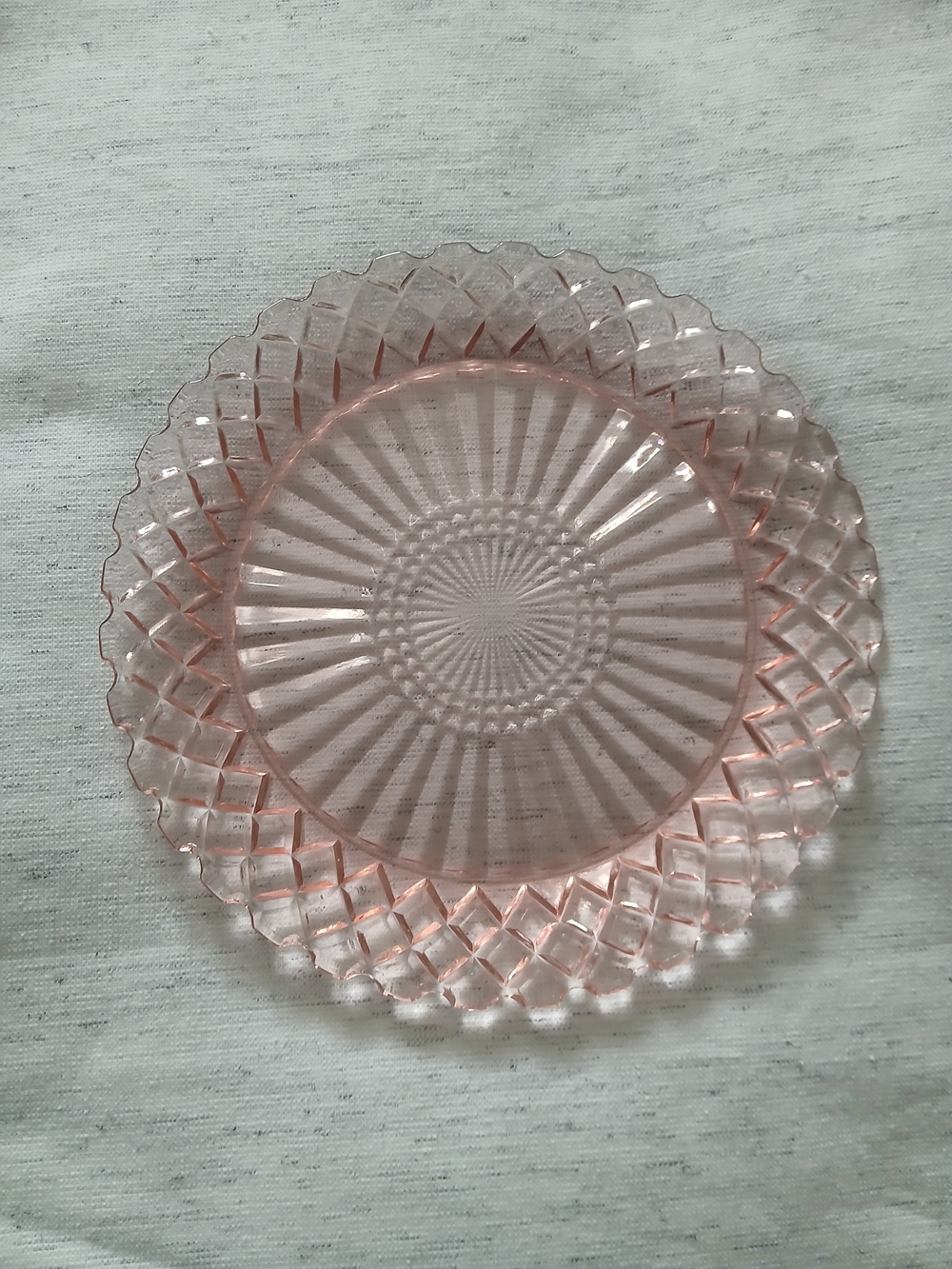 Vintage Pink Depression Glass  Plate - Pink Decorative Plate/Retro Kitchenware